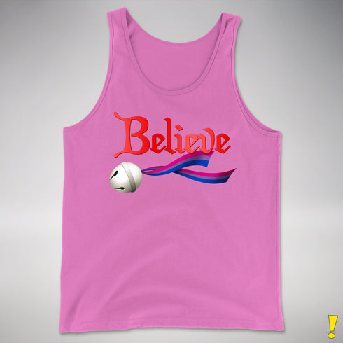 Believe Bisexual Pride Jingle Bell Premium Tank Top - Neon Pink